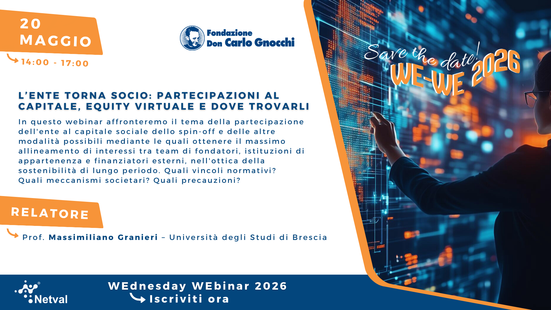 WE-WE 2026: L’ente torna socio: partecipazioni al capitale, equity virtuale e dove trovarli 