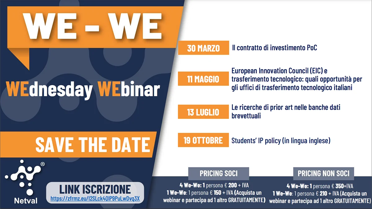 WEdnesday WEbinar - European Innovation Council (EIC) e trasferimento tecnologico: quali opportunità per gli uffici di trasferimento tecnologico italiani